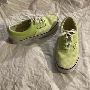 Vans Green and White Canvas Sneakers